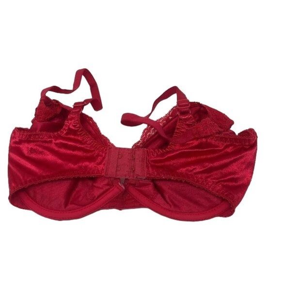 Brandless Candy Red Lace Full Coverage Bra Size 34D Removable Pads - Picture 3 of 5